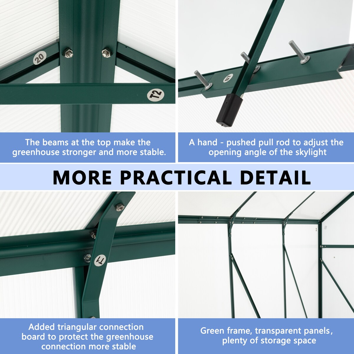 6X10FT Polycarbonate Greenhouse Raised Base and Anchor Aluminum Duty Walk-in Greenhouses for Outdoor Backyard in All Season