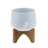 6" Ceramic Christmas Planter on Wood Stand