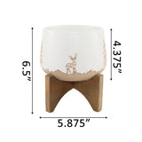 6" Ceramic Christmas Planter on Wood Stand