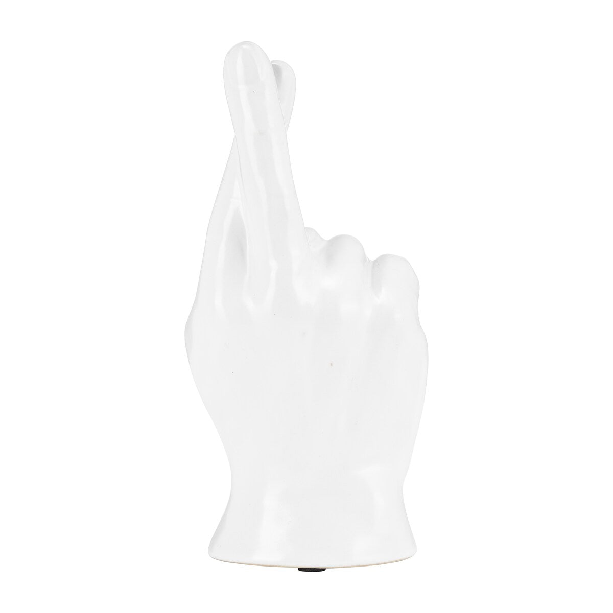 6" Crossing Fingers Signal Hand Statue Decor Contemporary White Ceramic Figurine Artsy Desk Sculpture Creative - 4" x 3" x 8"