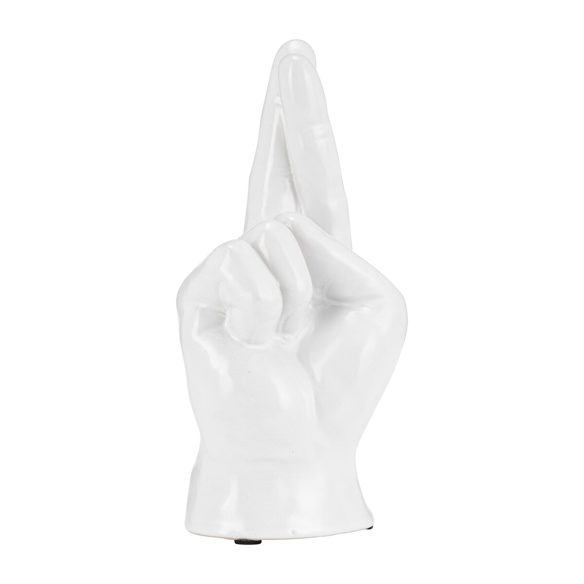 6" Crossing Fingers Signal Hand Statue Decor Contemporary White Ceramic Figurine Artsy Desk Sculpture Creative - 4" x 3" x 8"