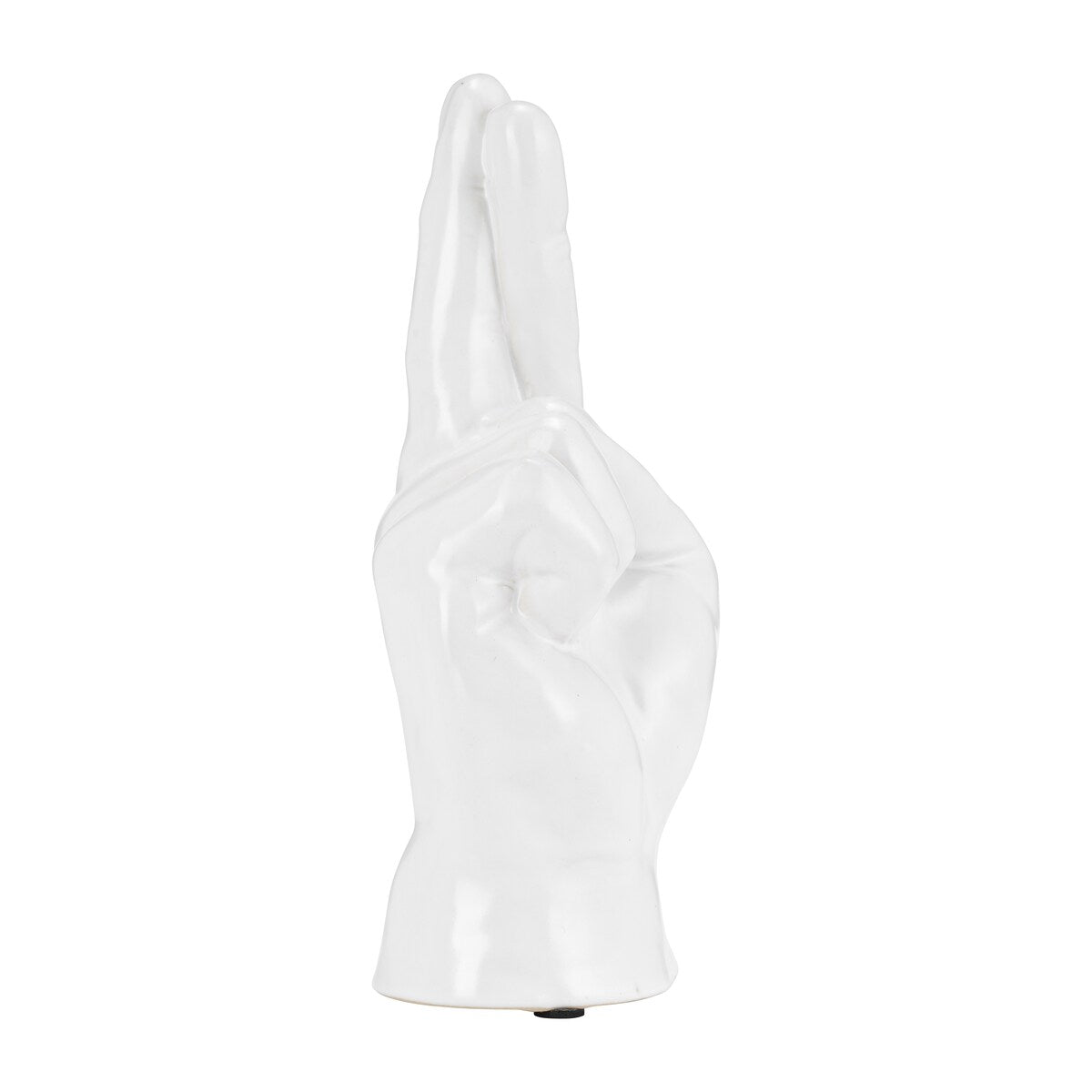 6" Crossing Fingers Signal Hand Statue Decor Contemporary White Ceramic Figurine Artsy Desk Sculpture Creative - 4" x 3" x 8"