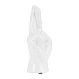 6" Crossing Fingers Signal Hand Statue Decor Contemporary White Ceramic Figurine Artsy Desk Sculpture Creative - 4" x 3" x 8"