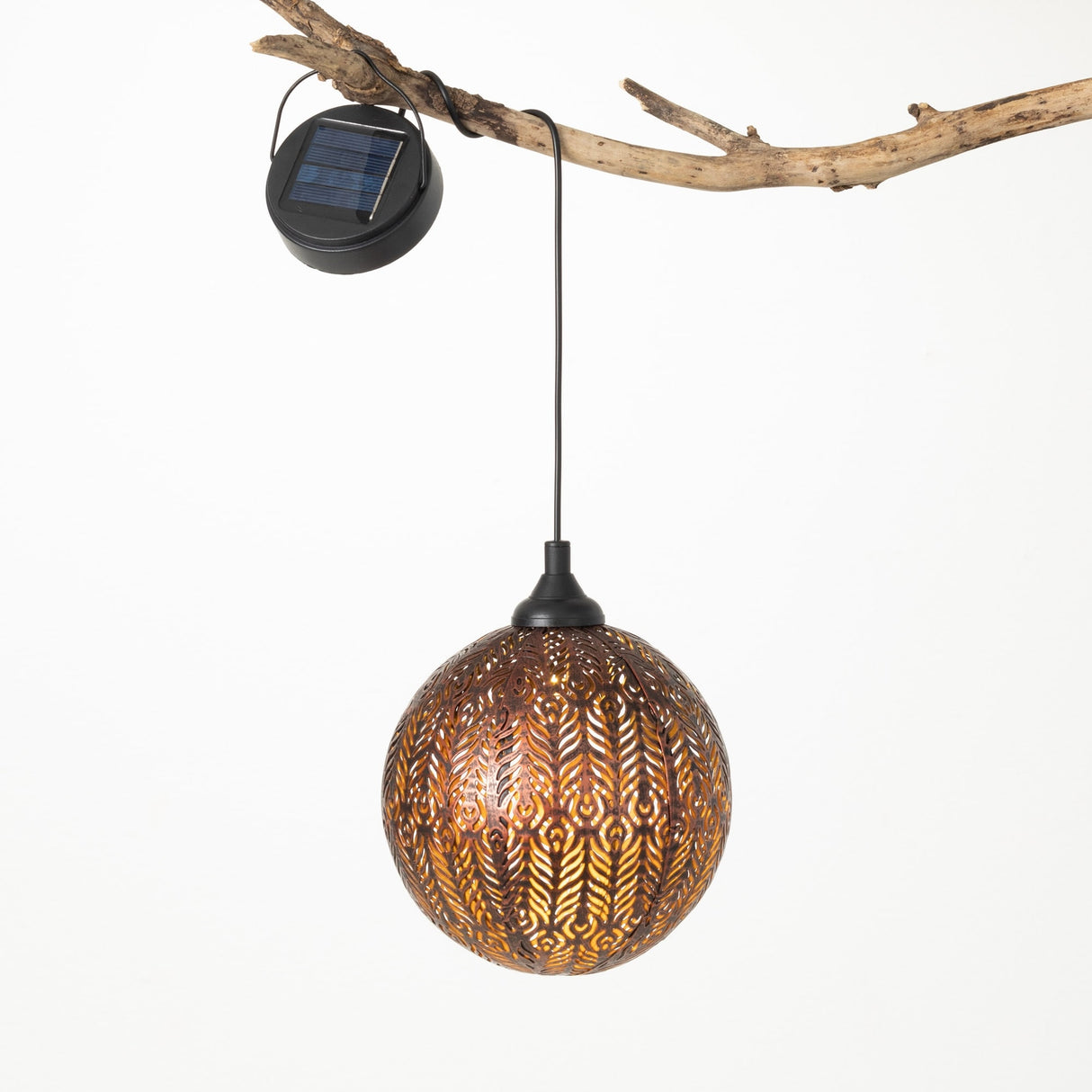 6" Hanging Sphere Solar Light, Copper