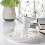 6" Trinket Tray, Llama, White 3.0"H - 6.0" x 6.0" x 3.0"
