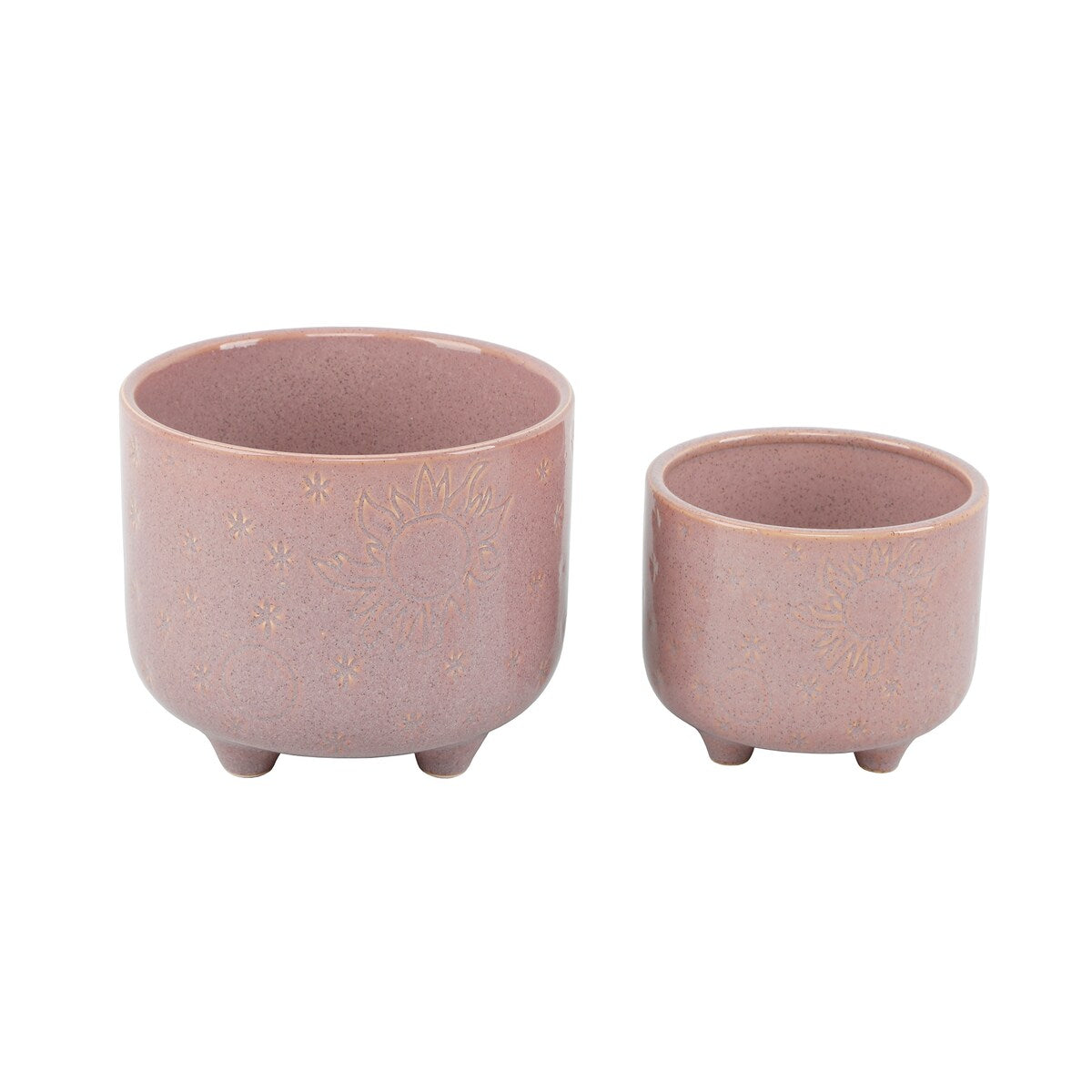 6" & 4.75" Sunmoon Footed Ceramic planter Set of 2