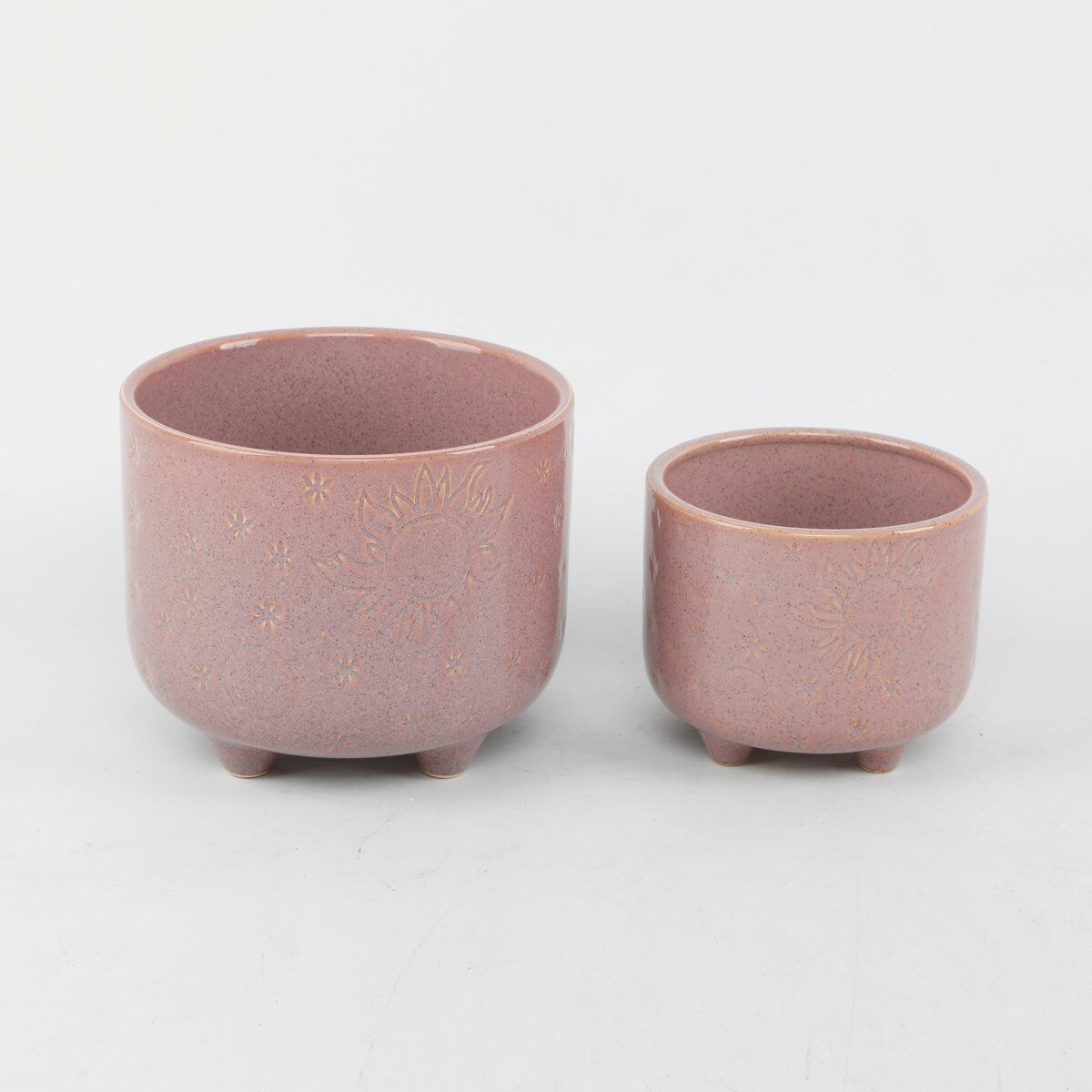 6" & 4.75" Sunmoon Footed Ceramic planter Set of 2