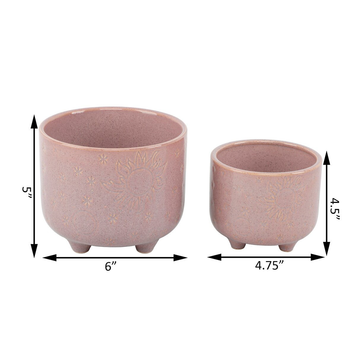 6" & 4.75" Sunmoon Footed Ceramic planter Set of 2