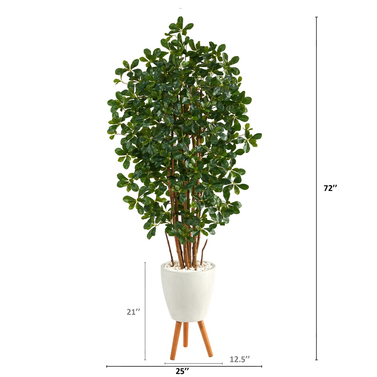 6' Black Olive Artificial Tree in White Planter with Stand - 21"