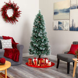 6' Frosted Tip British Columbia Mountain Pine Artificial Christmas Tree with 250 Clear Lights,
