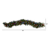 6' Snow Tipped Extra Wide Artificial Christmas Garland with Pinecones, Berries and 100 Multicolor LED Lights - 72