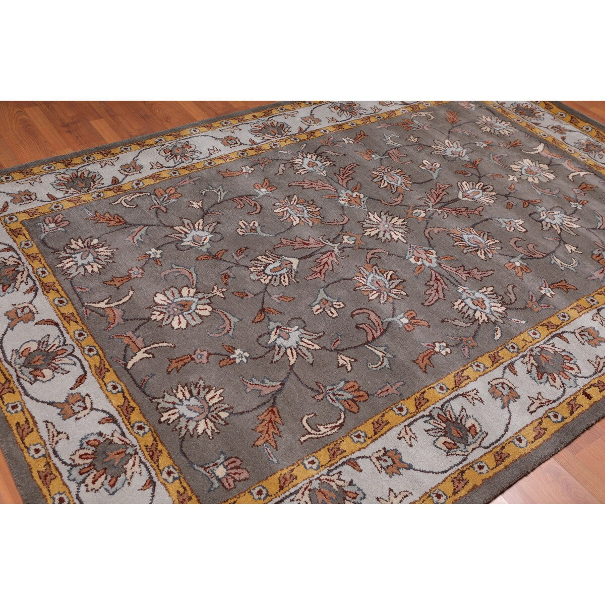 6'x9' Hand Tufted Wool Oriental Area Rug Dark Grey, Light Grey Color - 6' x 9'
