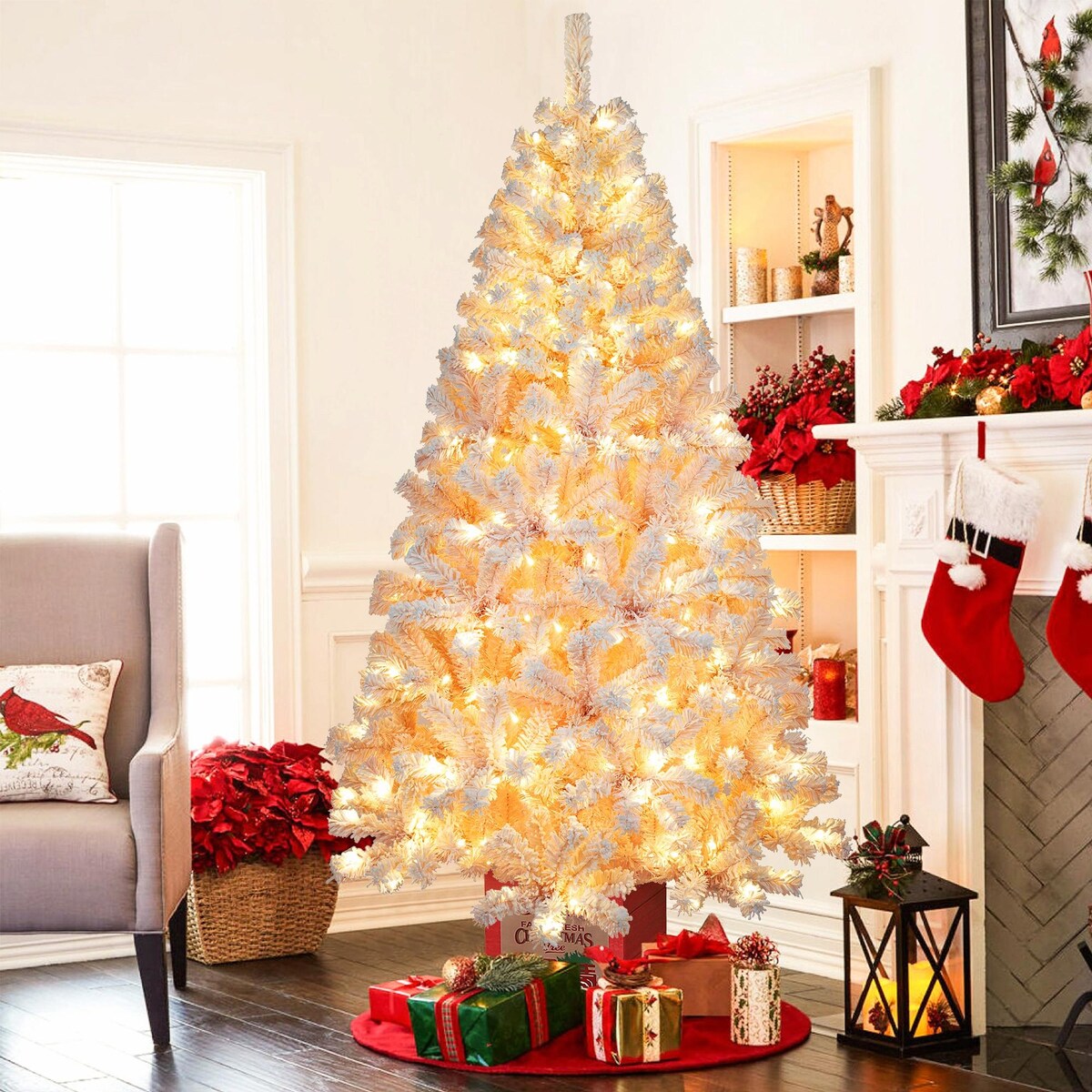 6ft Artificial Christmas Tree with 300 LED Lights and 600 Bendable Branches