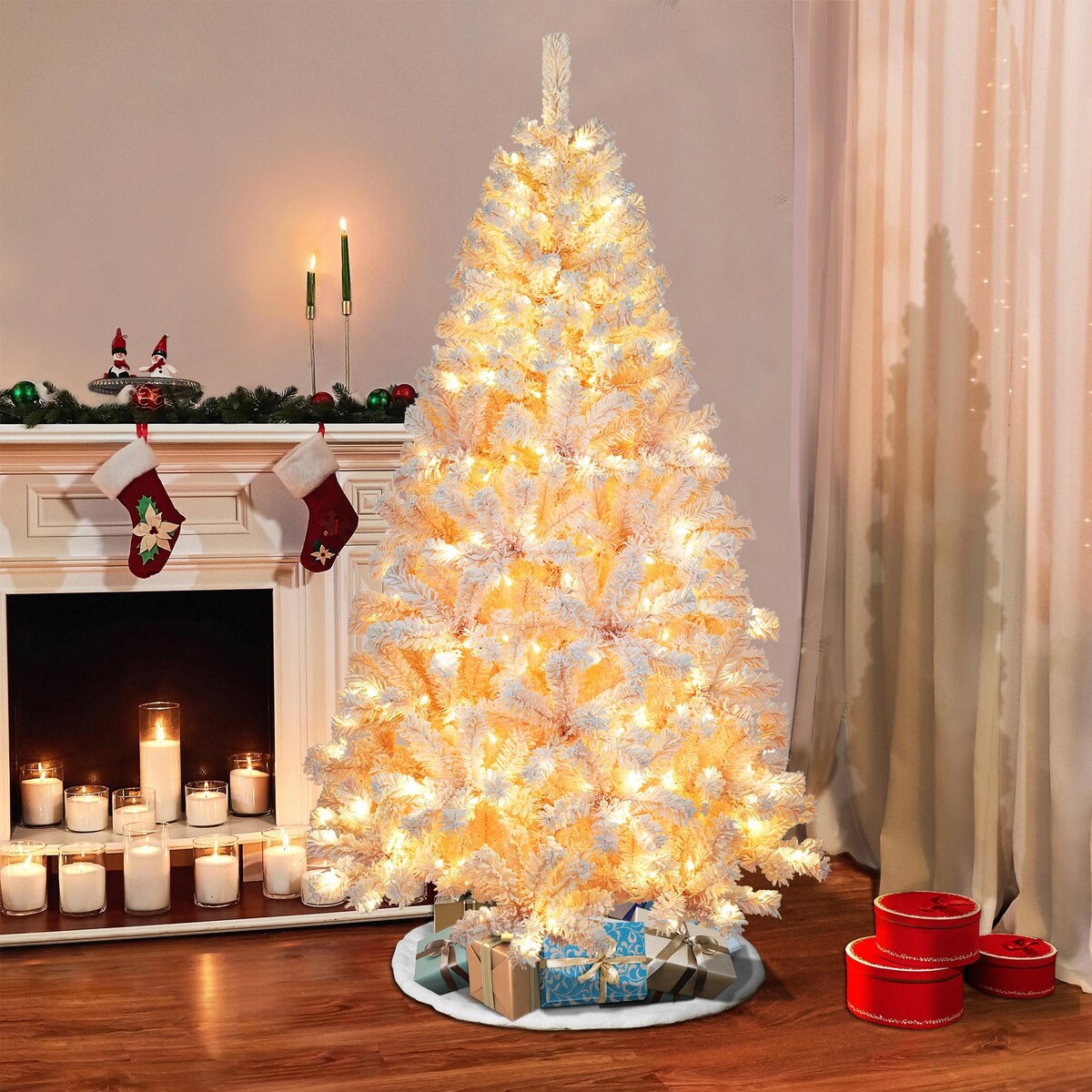 6ft Artificial Christmas Tree with 300 LED Lights and 600 Bendable Branches