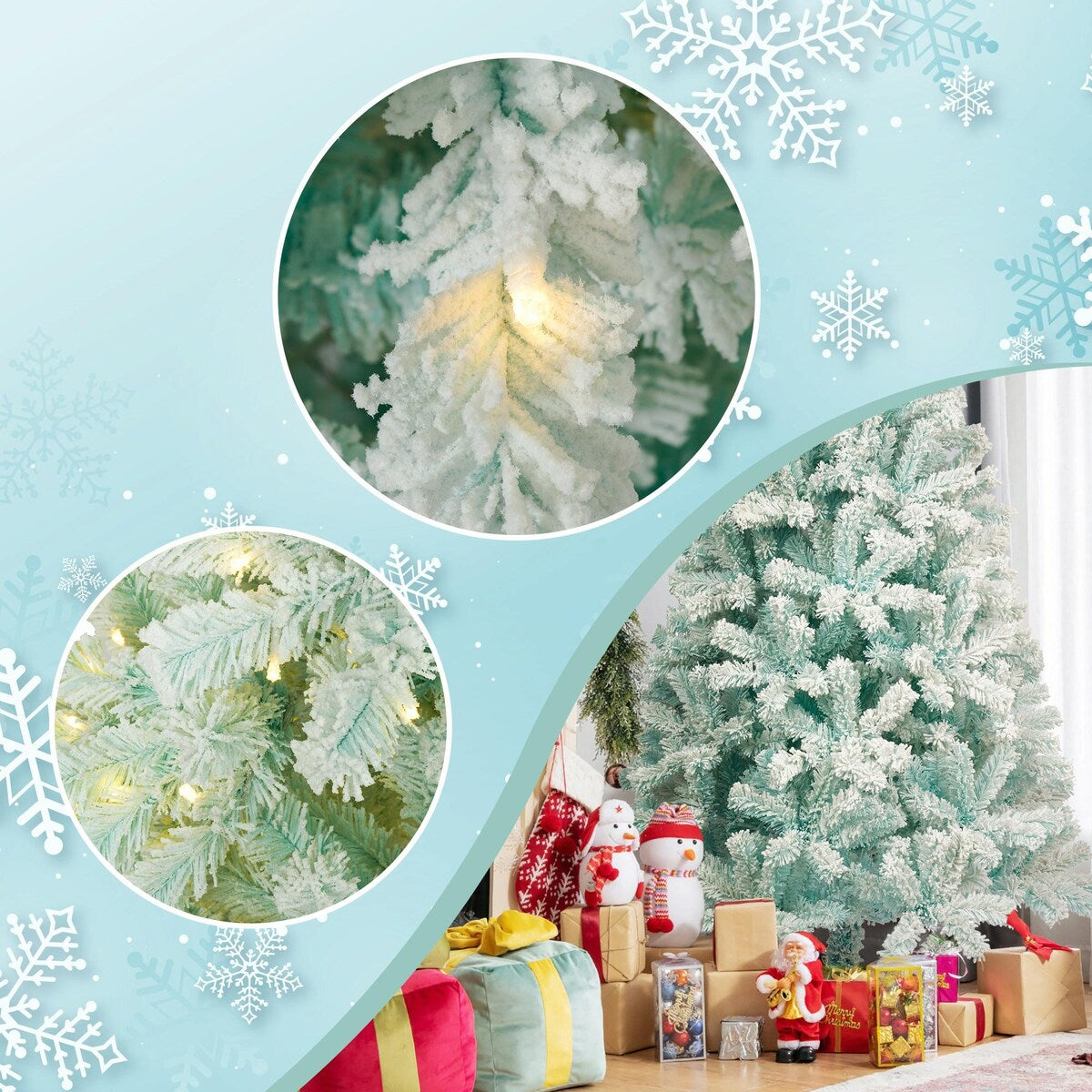 6ft Artificial Christmas Tree with 300 LED Lights and 600 Bendable Branches