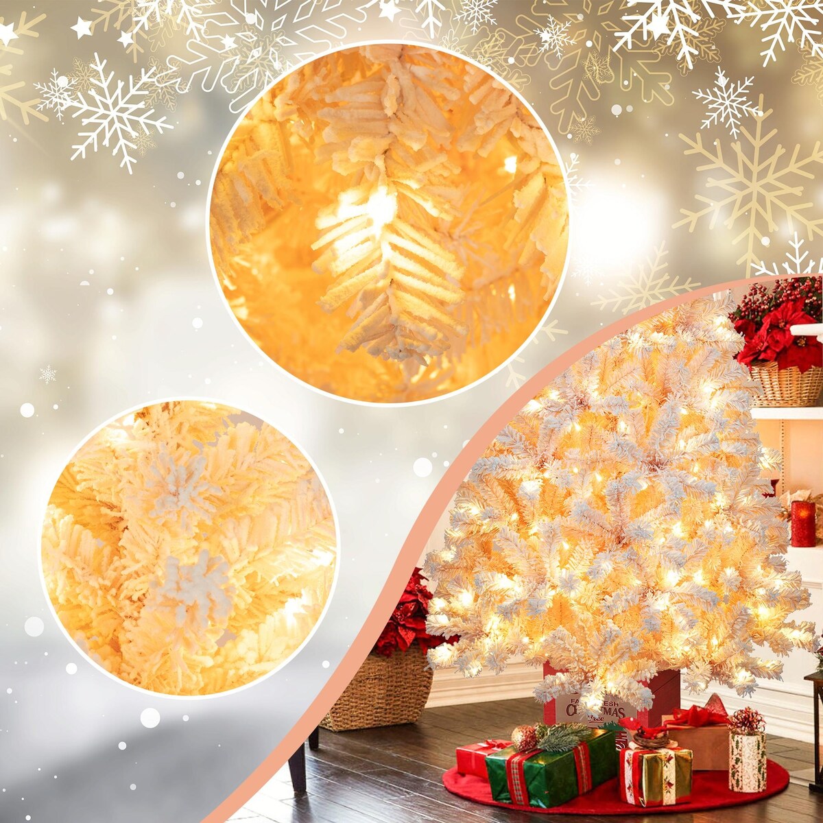 6ft Artificial Christmas Tree with 300 LED Lights and 600 Bendable Branches