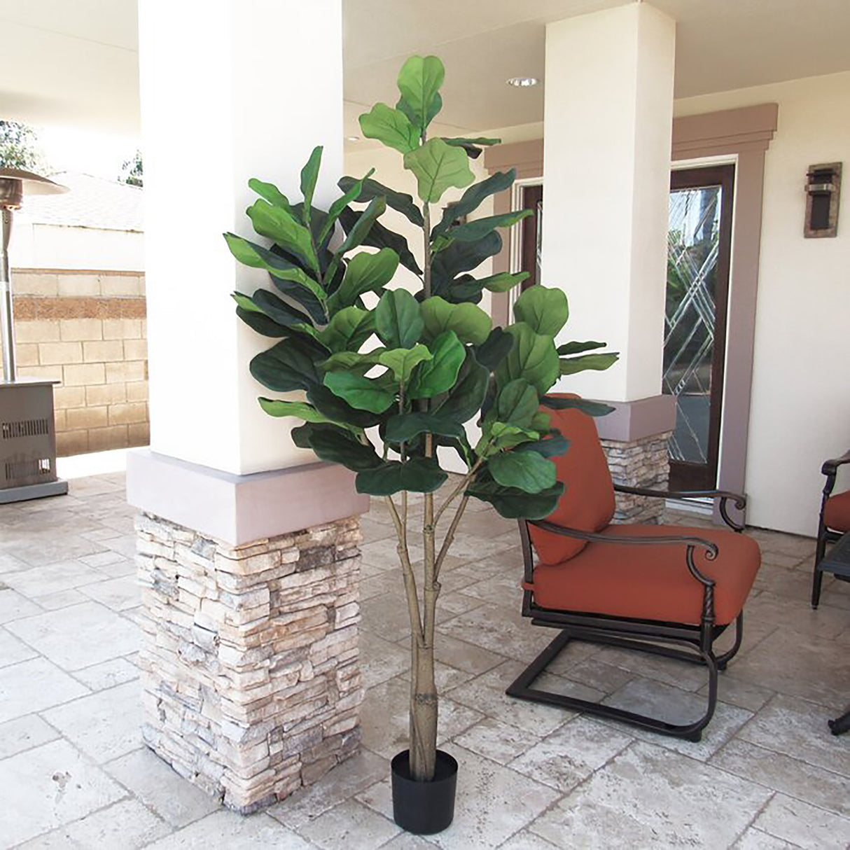 6ft Artificial Fiddle Leaf Fig Tree Plant in Black Pot - 72" H x 33" W x 33" DP