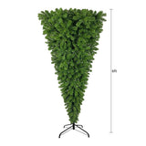 6ft Upside Down Green Christmas Tree, Xmas Tree with LED Warm White Lights,