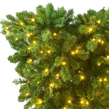 6ft Upside Down Green Christmas Tree, Xmas Tree with LED Warm White Lights,