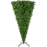 6ft Upside Down Green Christmas Tree, Xmas Tree with LED Warm White Lights,