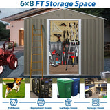 6ft x 8ft Outdoor Metal Storage Shed with Window Grey 