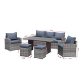 6pcs Outdoor PE Rattan Sofa Set with Removable Cushions