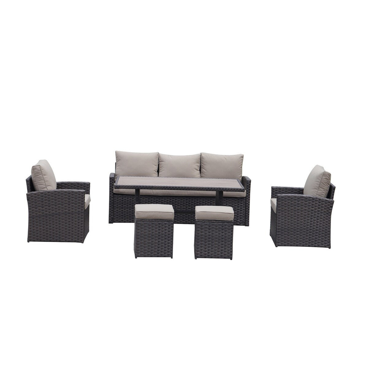 6pcs Outdoor PE Rattan Sofa Set with Removable Cushions