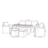 6pcs Outdoor PE Rattan Sofa Set with Removable Cushions