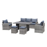 6pcs Outdoor PE Rattan Sofa Set with Removable Cushions