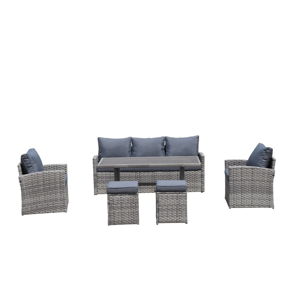 6pcs Outdoor PE Rattan Sofa Set with Removable Cushions