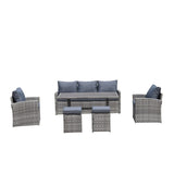 6pcs Outdoor PE Rattan Sofa Set with Removable Cushions