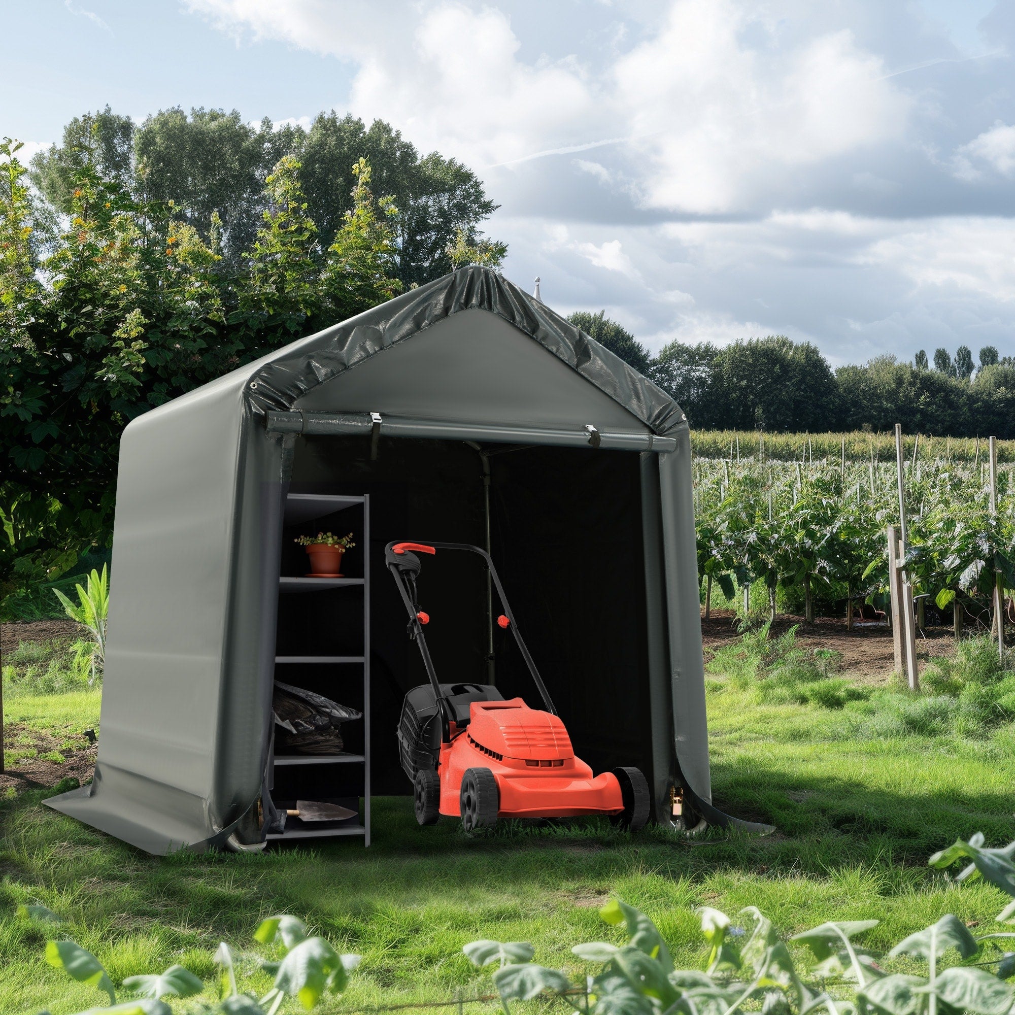 Outdoor Storage Shed and Carport Canopy Portable Shelter for Bikes M Overstock