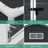 6x4.4FT Outdoor Resin Plastic Storage Shed with Floor, Lockable Doors