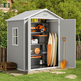 6x4.4FT Outdoor Resin Plastic Storage Shed with Floor, Lockable Doors