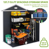 6x4.4FT Outdoor Resin Plastic Storage Shed with Floor, Lockable Doors