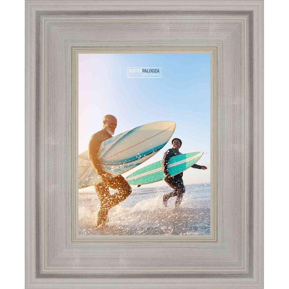 6x5 Contemporary Silver Complete Wood Picture Frame with UV Acrylic, Foam Board Backing, & Hardware