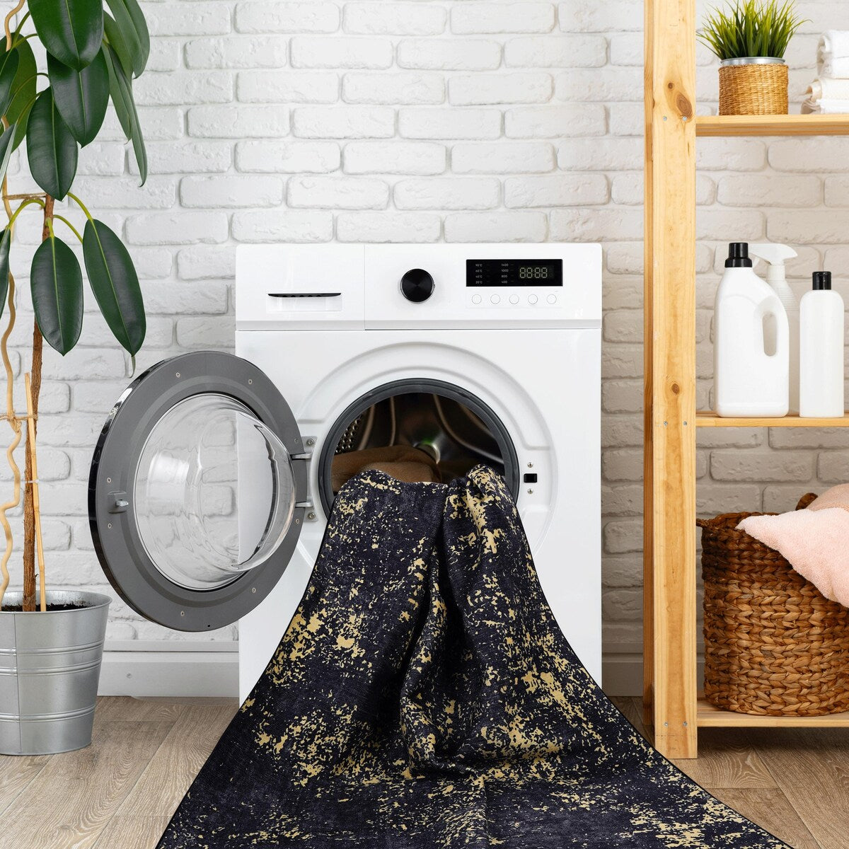 6x9 Area Rugs Machine Washable Rugs Living Room Rugs for Bedroom Laundry Room Kitchen Non Slip Carpet Abstract Soft - 6' x 7'