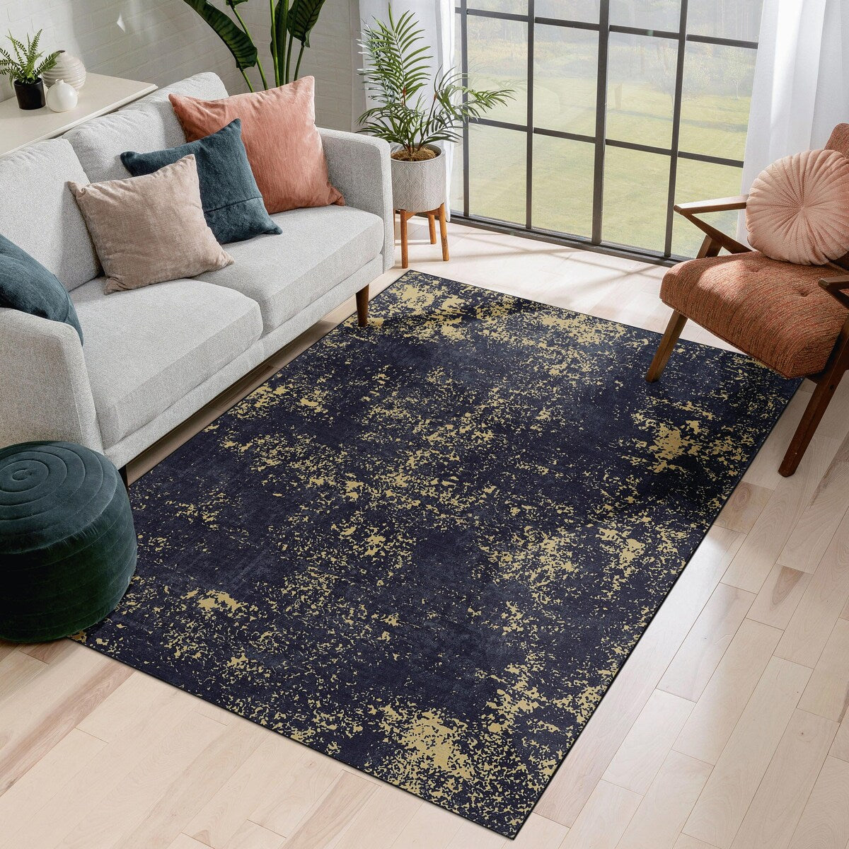 6x9 Area Rugs Machine Washable Rugs Living Room Rugs for Bedroom Laundry Room Kitchen Non Slip Carpet Abstract Soft - 6' x 7'