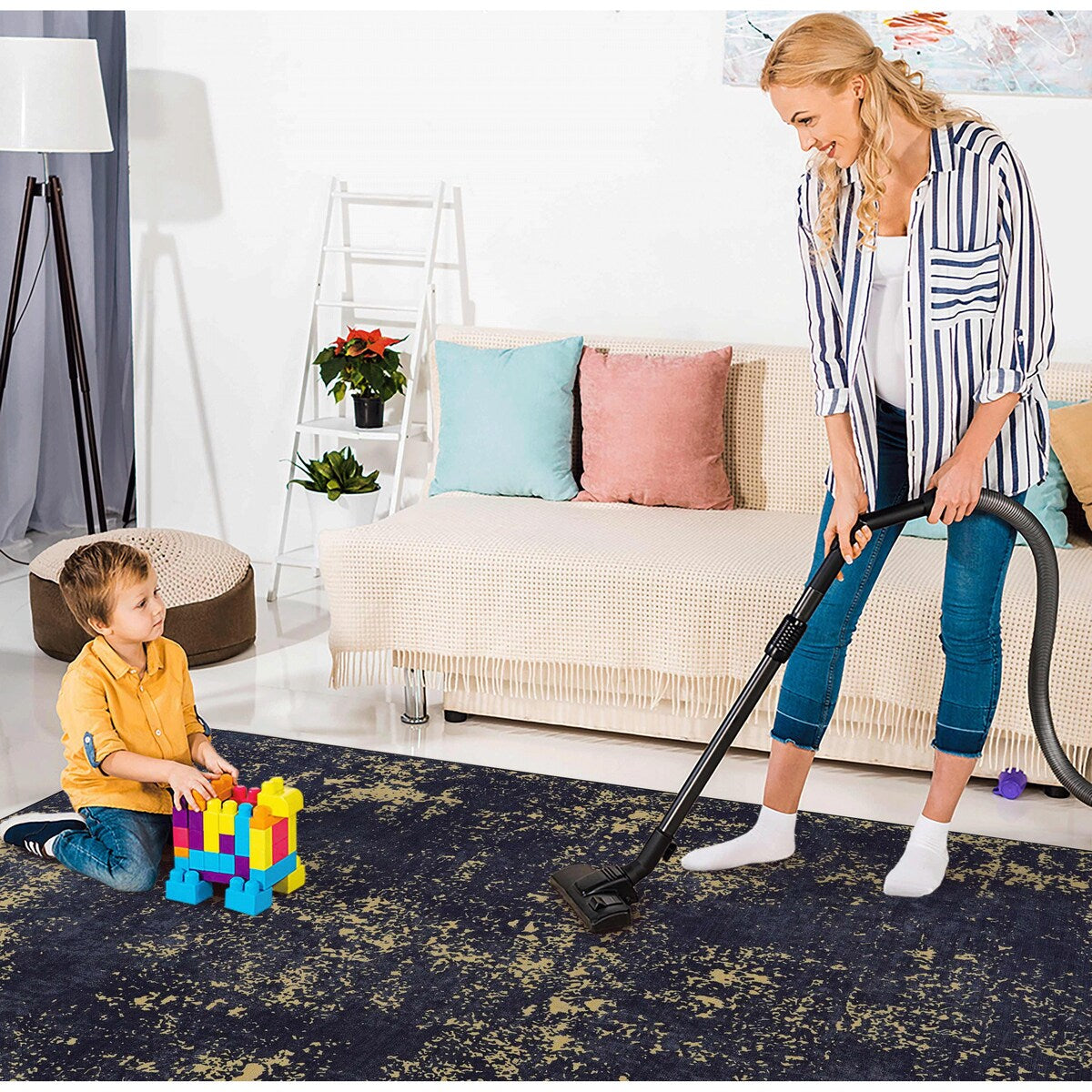 6x9 Area Rugs Machine Washable Rugs Living Room Rugs for Bedroom Laundry Room Kitchen Non Slip Carpet Abstract Soft - 6' x 7'