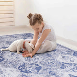 6x9 Area Rugs,Non Slip Floor Carpet,Low Pile Water Repellent,Ultra Soft Faux Wool Vintage Moroccan Rugs for Living Room Bedroom