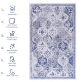 6x9 Area Rugs,Non Slip Floor Carpet,Low Pile Water Repellent,Ultra Soft Faux Wool Vintage Moroccan Rugs for Living Room Bedroom