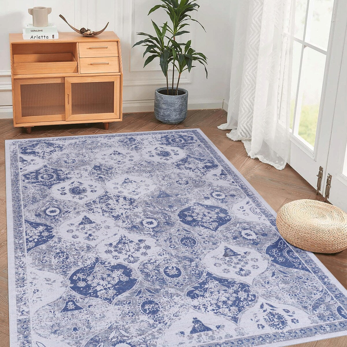 6x9 Area Rugs,Non Slip Floor Carpet,Low Pile Water Repellent,Ultra Soft Faux Wool Vintage Moroccan Rugs for Living Room Bedroom