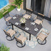 MAISON ARTS 7/9-Piece Outdoor Patio Dining Set, 6/8 Metal Swivel Dining Chairs, 1 Rectangular Expandable Table