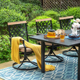 MAISON ARTS 7/9-Piece Outdoor Patio Dining Set, 6/8 Metal Swivel Dining Chairs, 1 Rectangular Expandable Table
