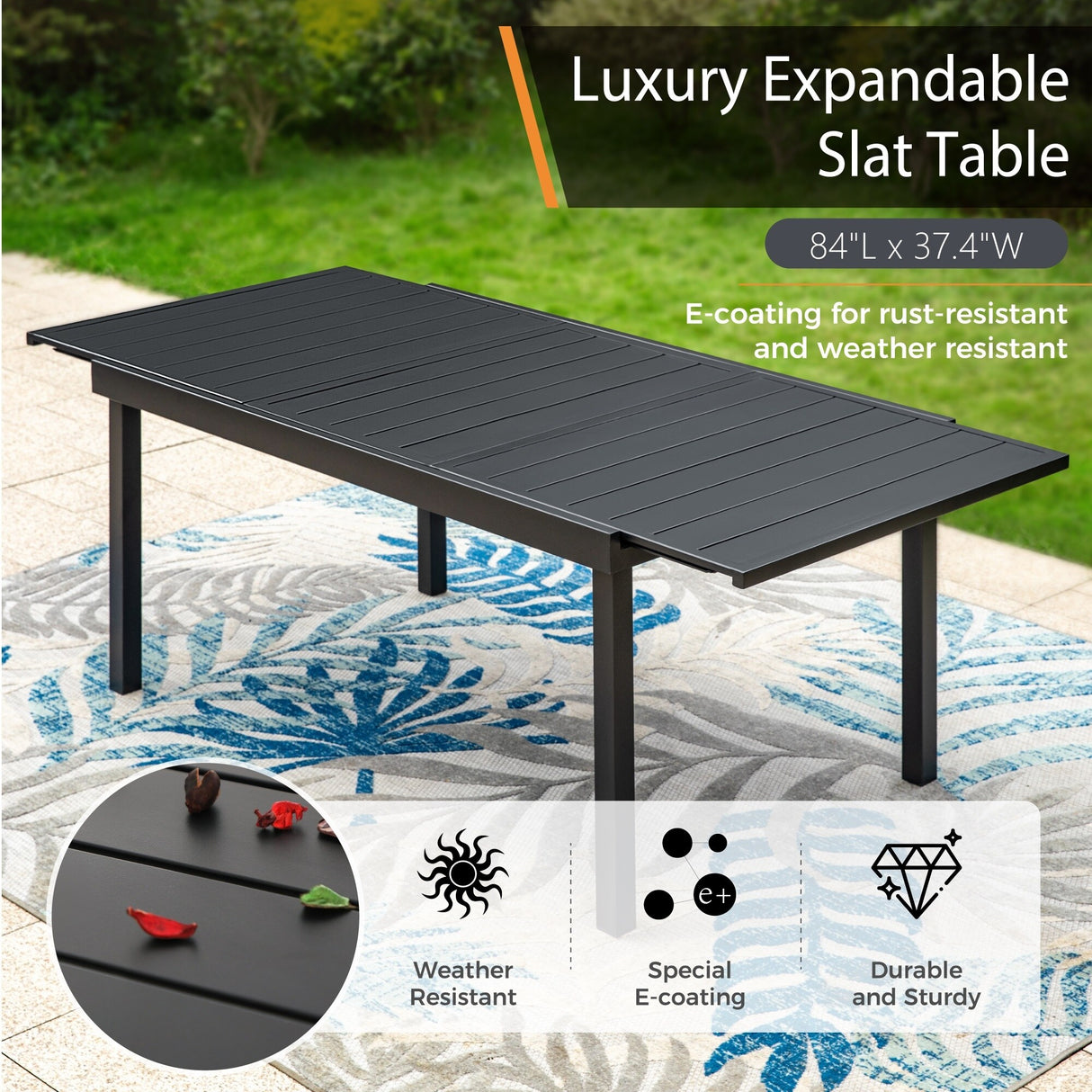 MAISON ARTS 7/9-Piece Outdoor Patio Dining Set, 6/8 Metal Swivel Dining Chairs, 1 Rectangular Expandable Table