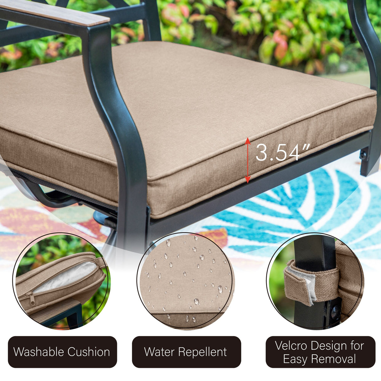 MAISON ARTS 7/9-Piece Outdoor Patio Dining Set, 6/8 Metal Swivel Dining Chairs, 1 Rectangular Expandable Table