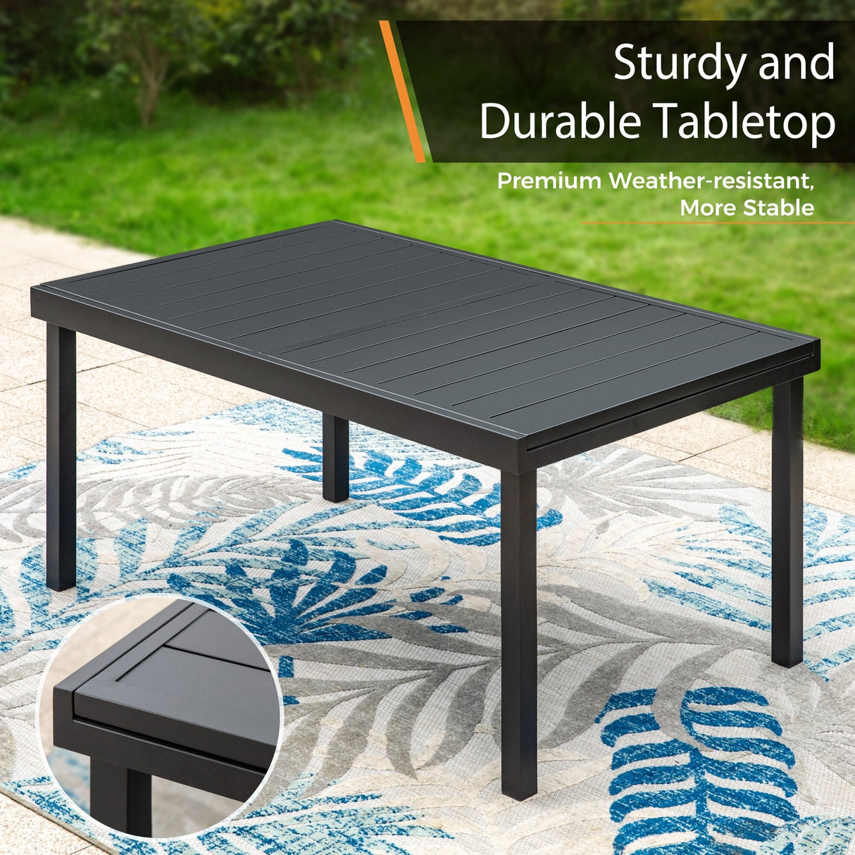 MAISON ARTS 7/9-Piece Outdoor Patio Dining Set, 6/8 Metal Swivel Dining Chairs, 1 Rectangular Expandable Table