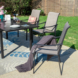 MAISON ARTS 7/9-Piece Patio Dining Set with Metal Expandable Table and Textilene Fabric Padded Armchairs