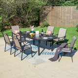 MAISON ARTS 7/9-Piece Patio Dining Set with Metal Expandable Table and Textilene Fabric Padded Armchairs