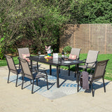 MAISON ARTS 7/9-Piece Patio Dining Set with Metal Expandable Table and Textilene Fabric Padded Armchairs